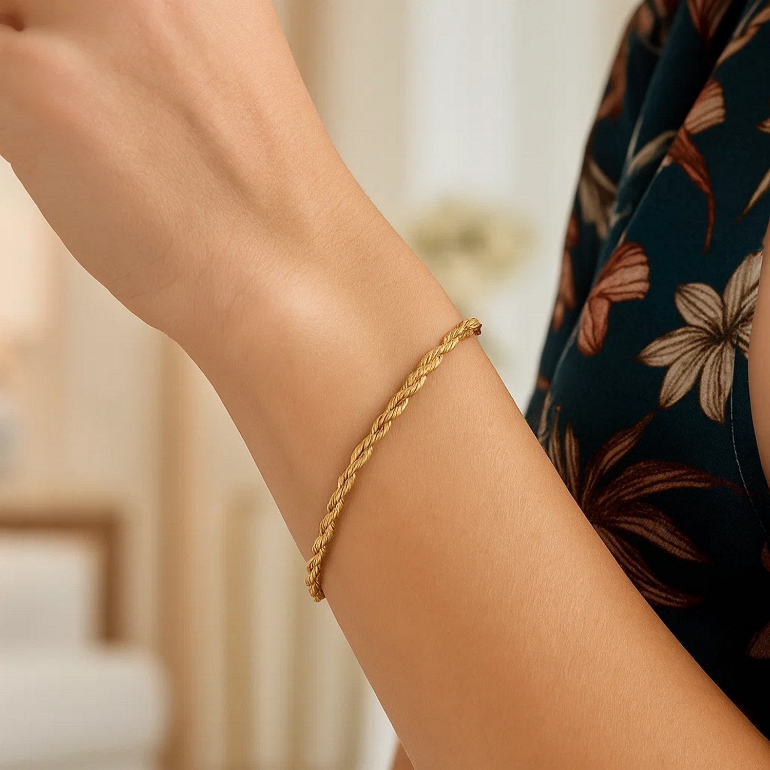 14K Yellow Gold Silk Rope Chain Bracelet (3.00mm)