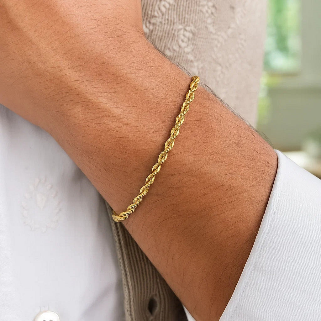 14K Yellow Gold Silk Rope Chain Bracelet (3.00mm)
