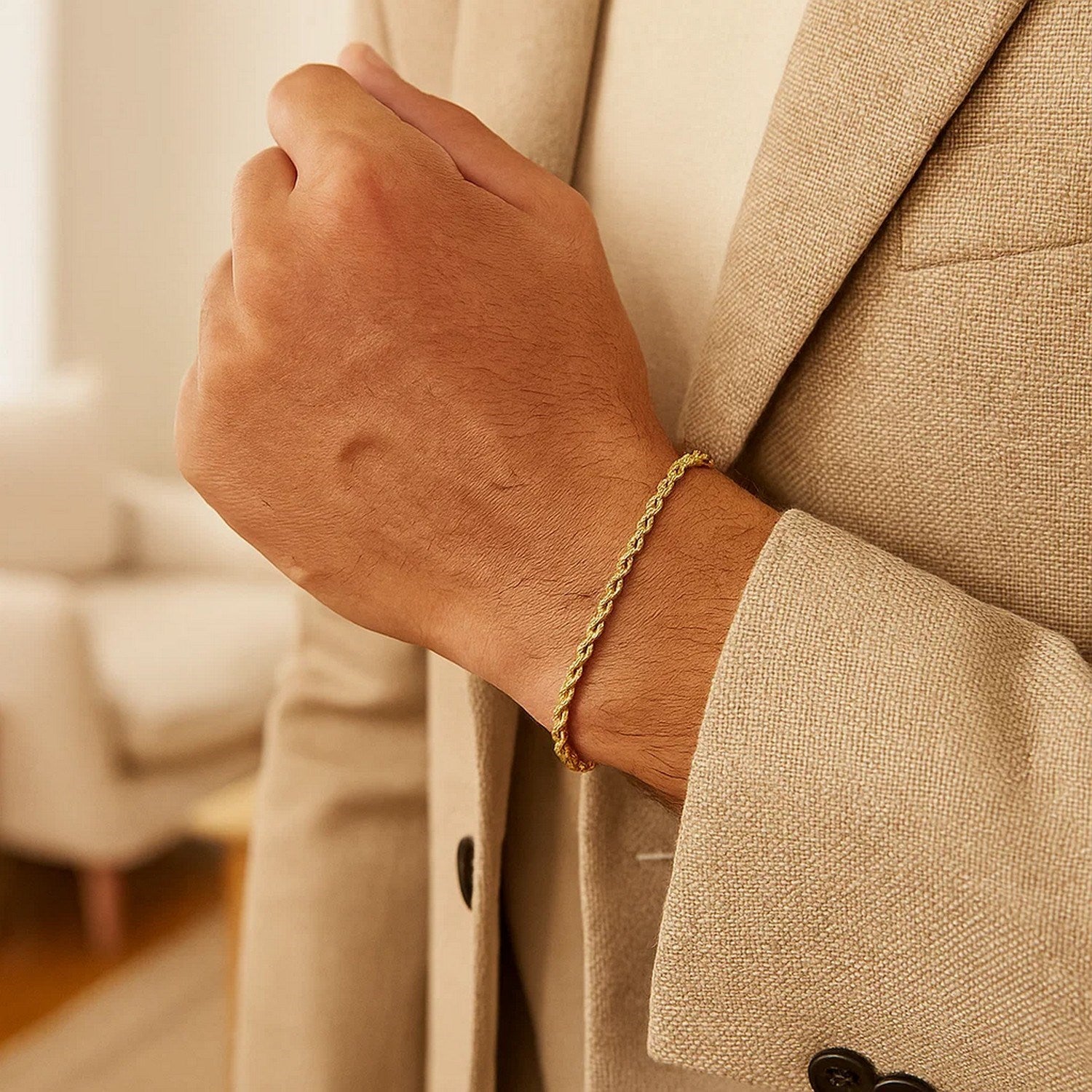 14K Yellow Gold Silk Rope Chain Bracelet (3.00mm)