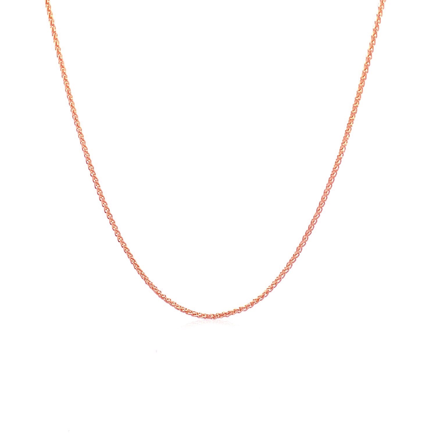 14K Rose Gold Round Wheat Chain – 1.00mm, Solid Gold
