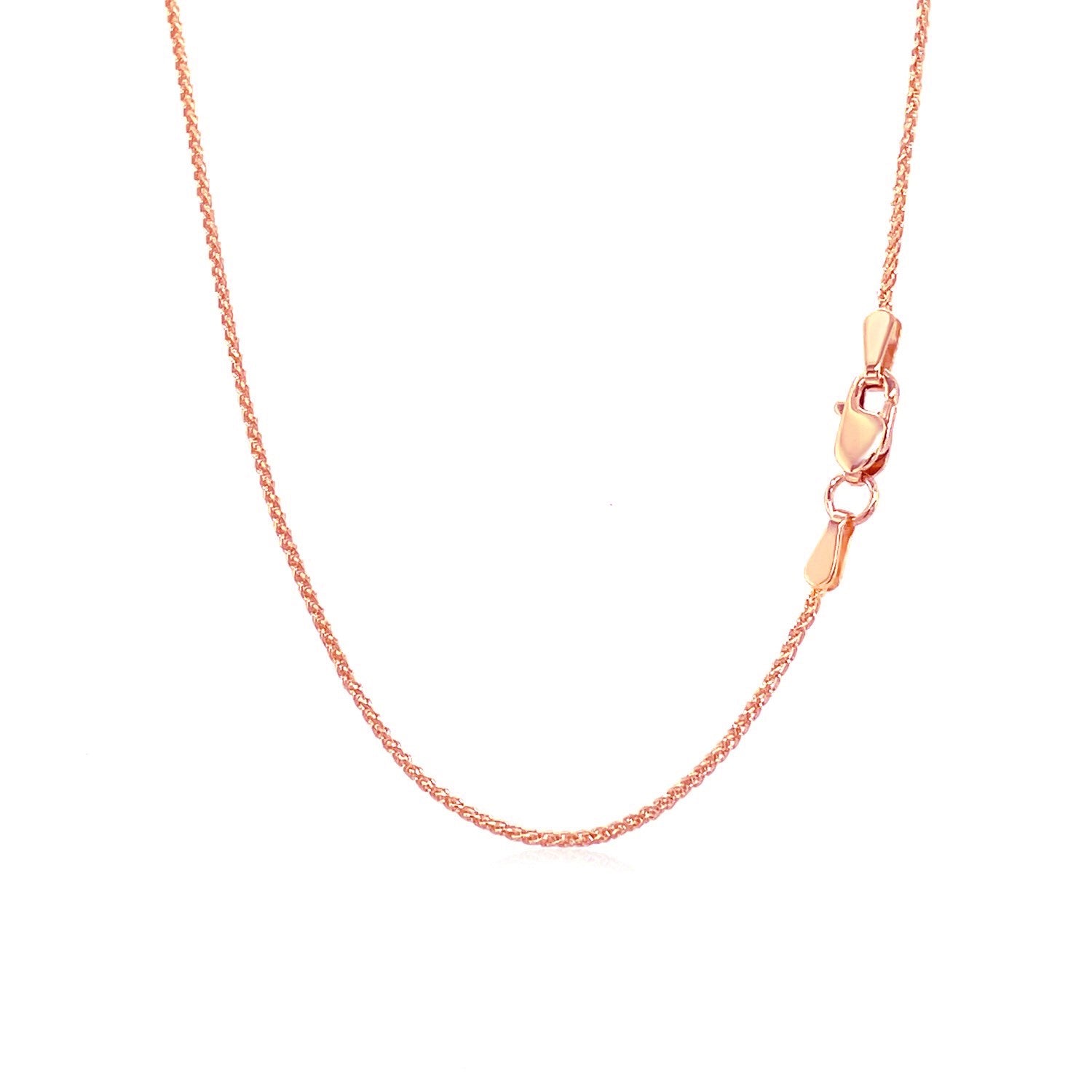 14K Rose Gold Round Wheat Chain – 1.00mm, Solid Gold
