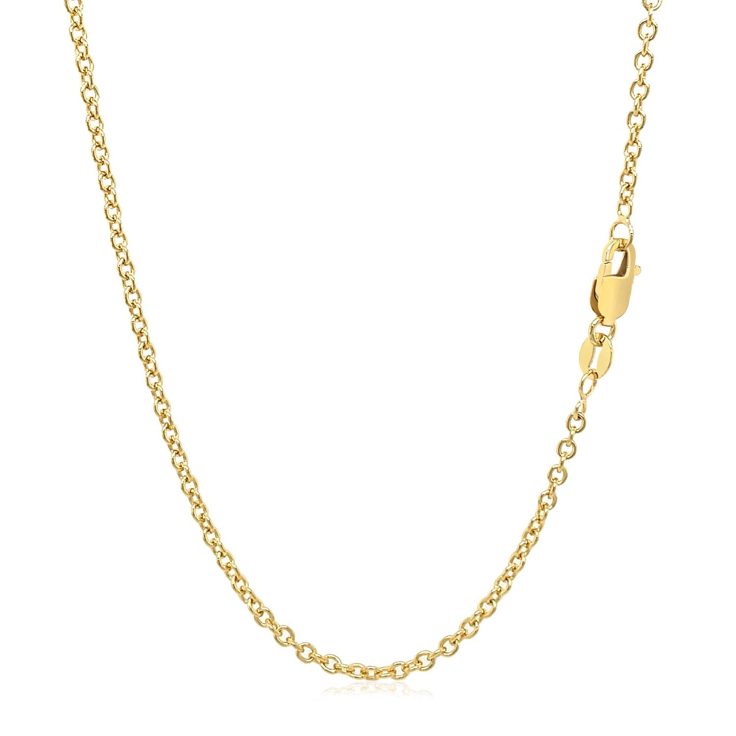 14K Yellow Gold Round Cable Link Chain Necklace (1.90 mm)