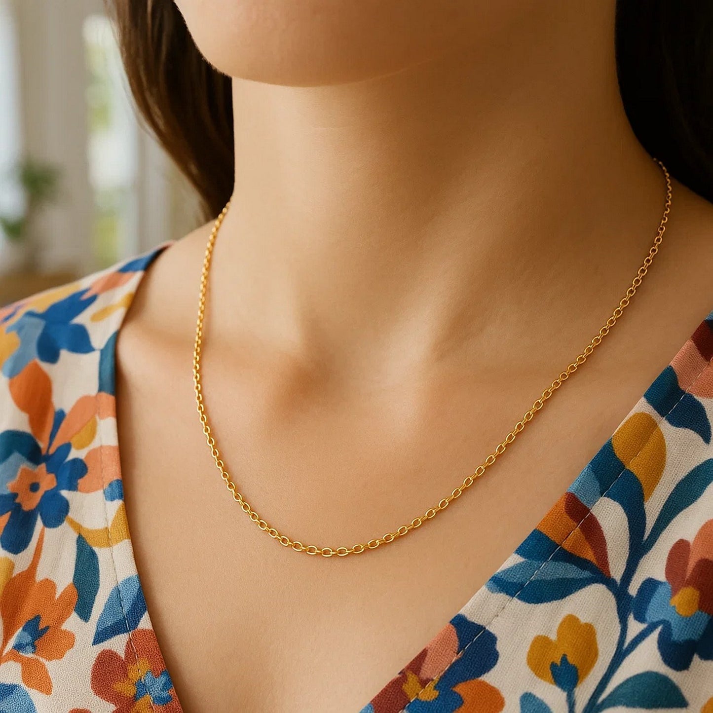 14K Yellow Gold Round Cable Link Chain Necklace (1.90 mm)