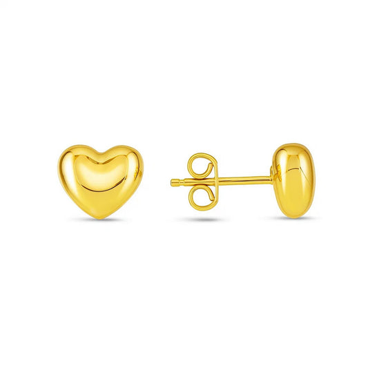 Small 14K Yellow Gold Polished Heart Stud Earrings