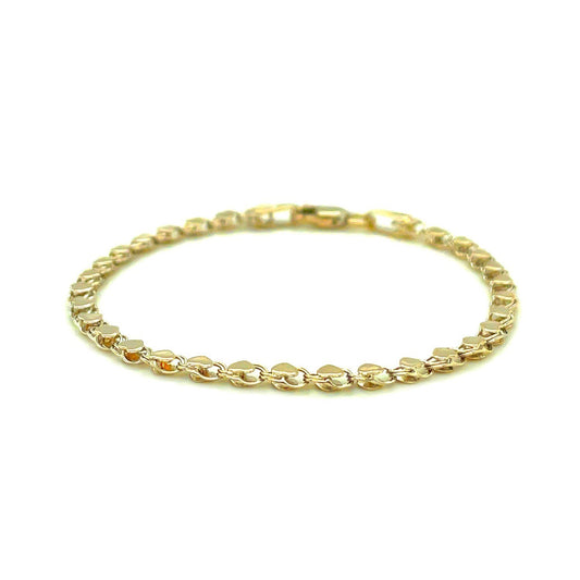 3.0mm 10k Yellow Gold Heart Anklet