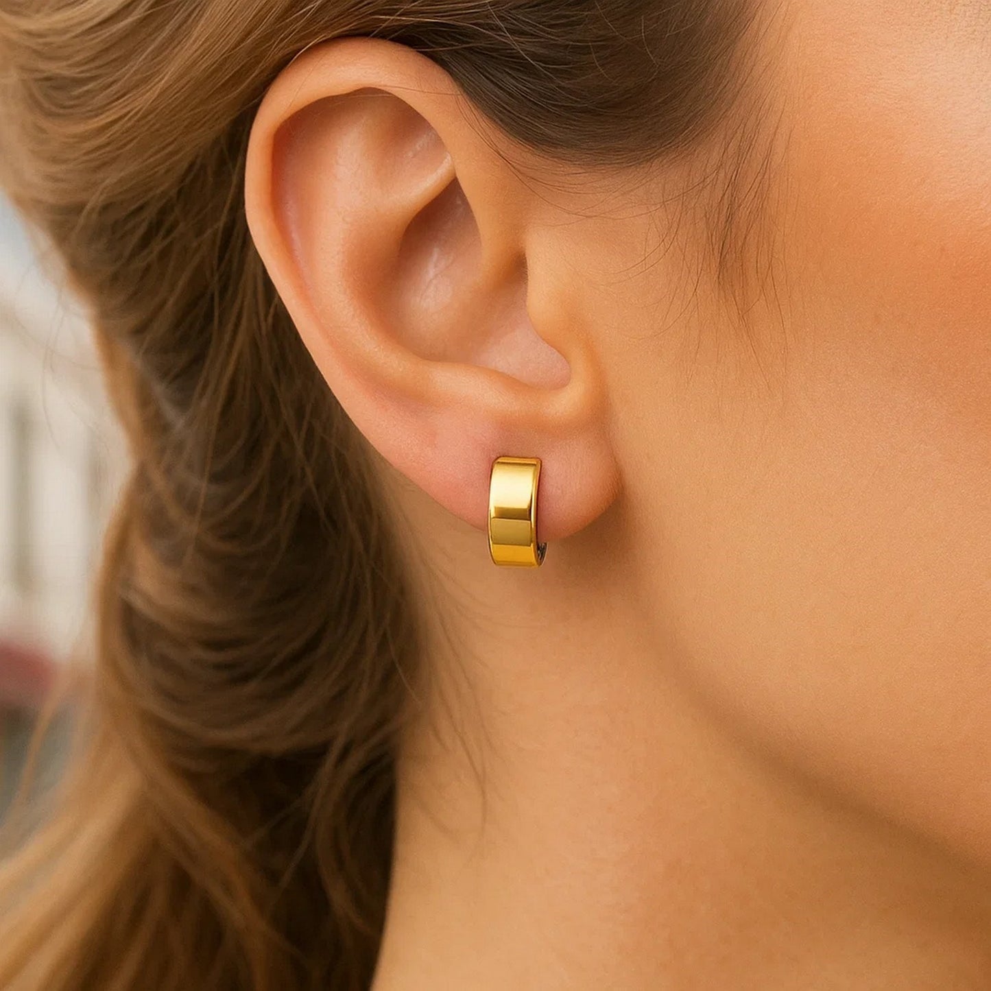 14k Two-Tone Gold Polished and Textured Hoop Style Earrings