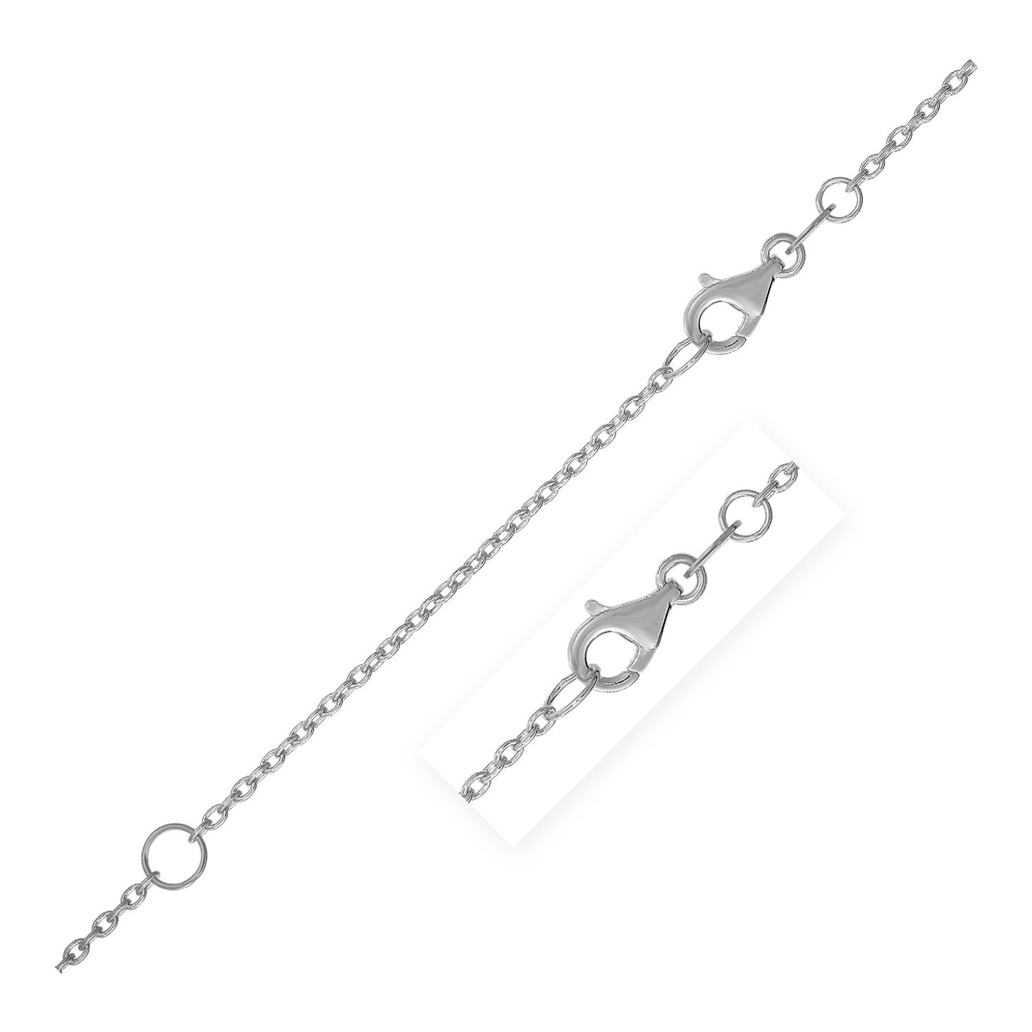 Extendable Cable Chain Necklace in 14K White Gold (1.50 mm)