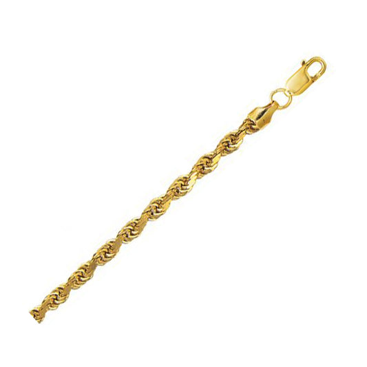 10K Yellow Gold Hollow Diamond Cut Rope Chain (5.00mm)