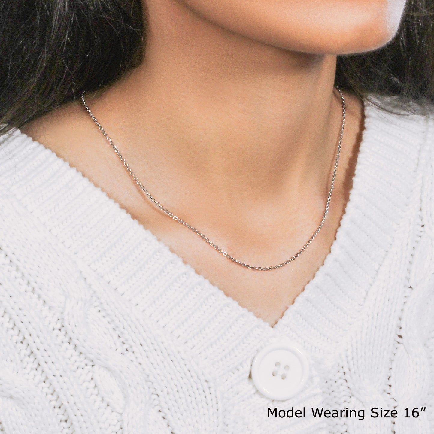 18K White Gold Diamond Cut Cable Link Chain Necklace (1.40 mm)