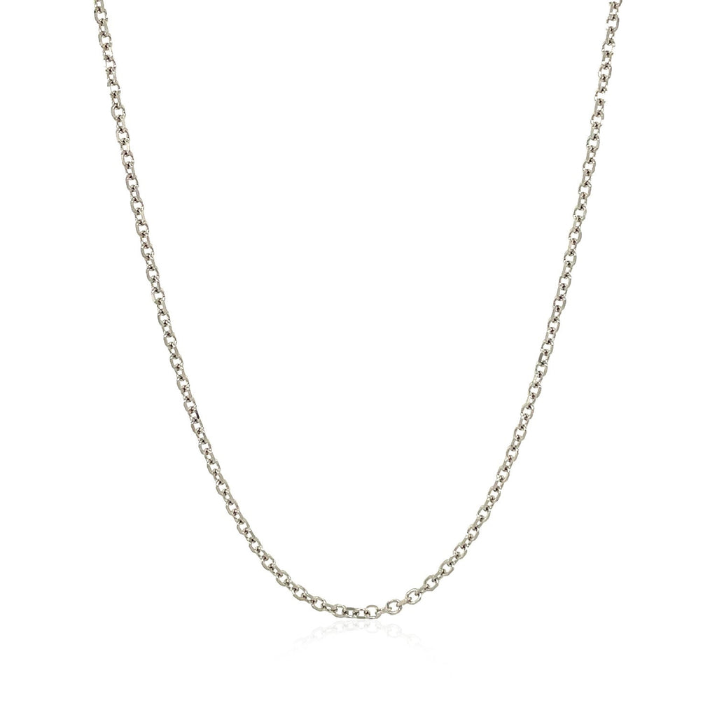 18K White Gold Diamond Cut Cable Link Chain Necklace (1.40 mm)