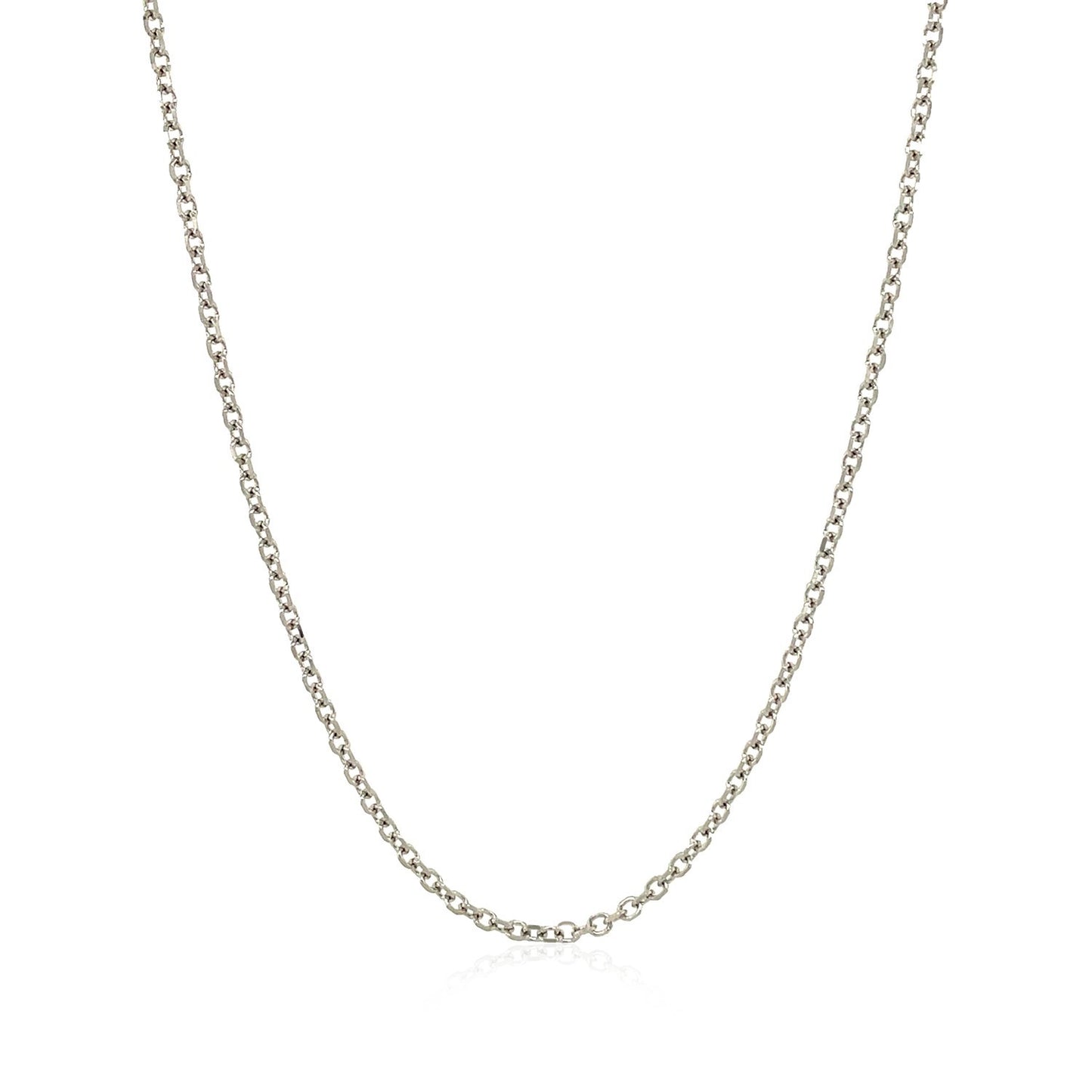 18K White Gold Diamond Cut Cable Link Chain Necklace (1.40 mm)