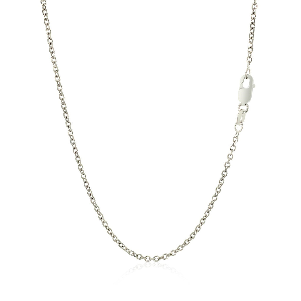 18K White Gold Diamond Cut Cable Link Chain Necklace (1.40 mm)