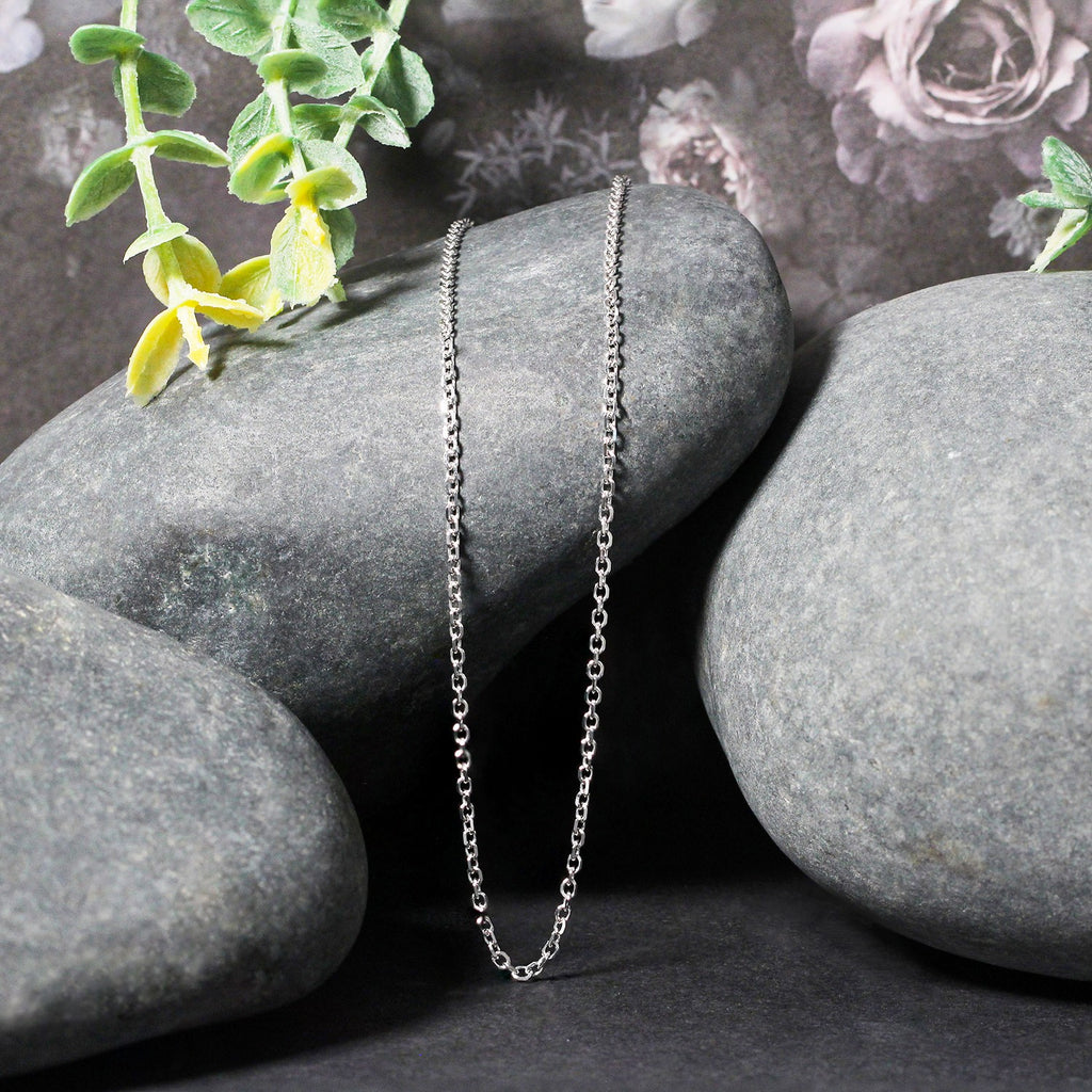18K White Gold Diamond Cut Cable Link Chain Necklace (1.40 mm)