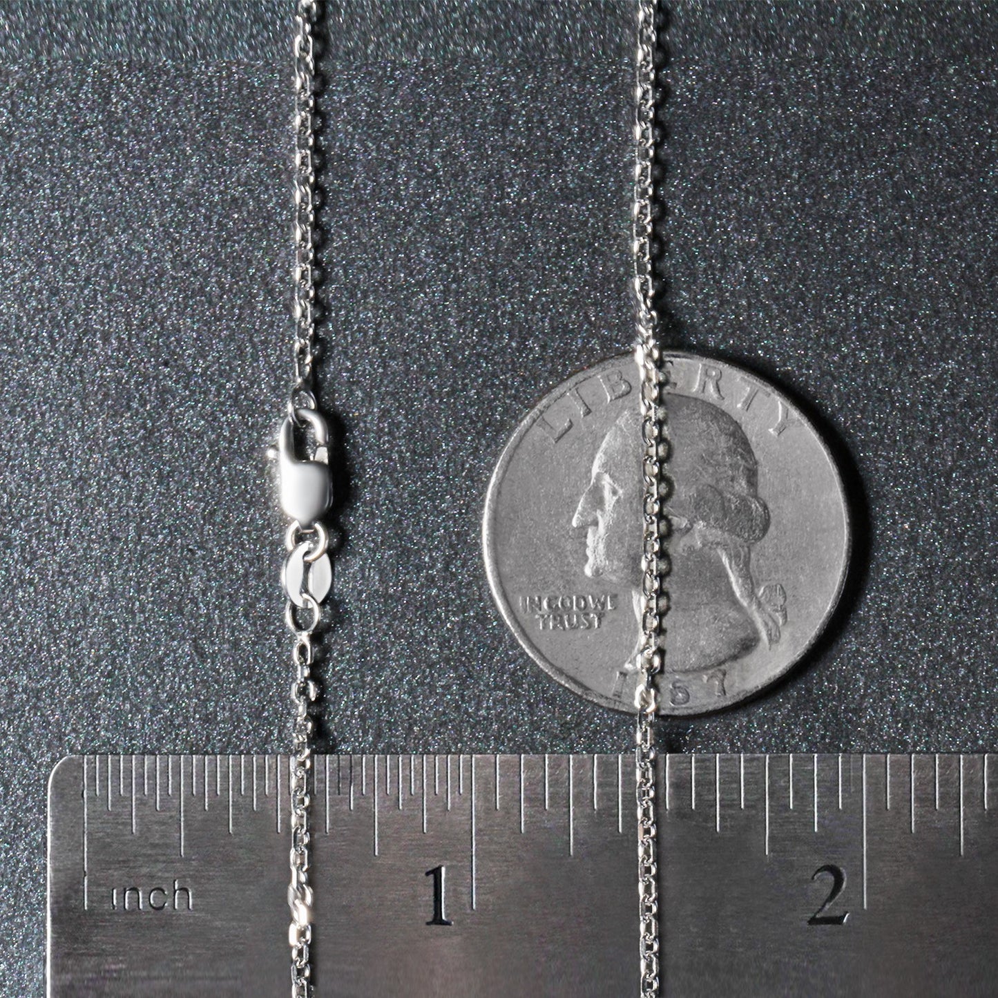 18K White Gold Diamond Cut Cable Link Chain Necklace (1.40 mm)