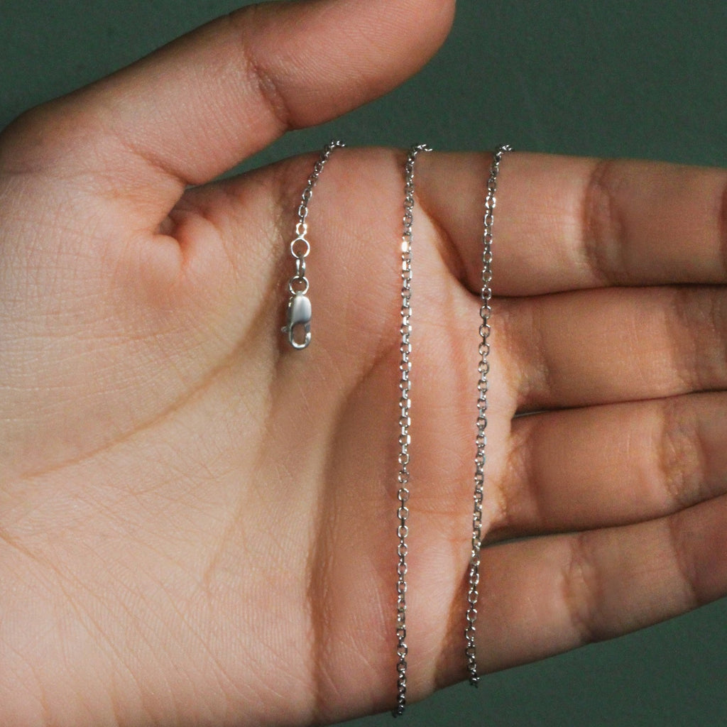 18K White Gold Diamond Cut Cable Link Chain Necklace (1.40 mm)