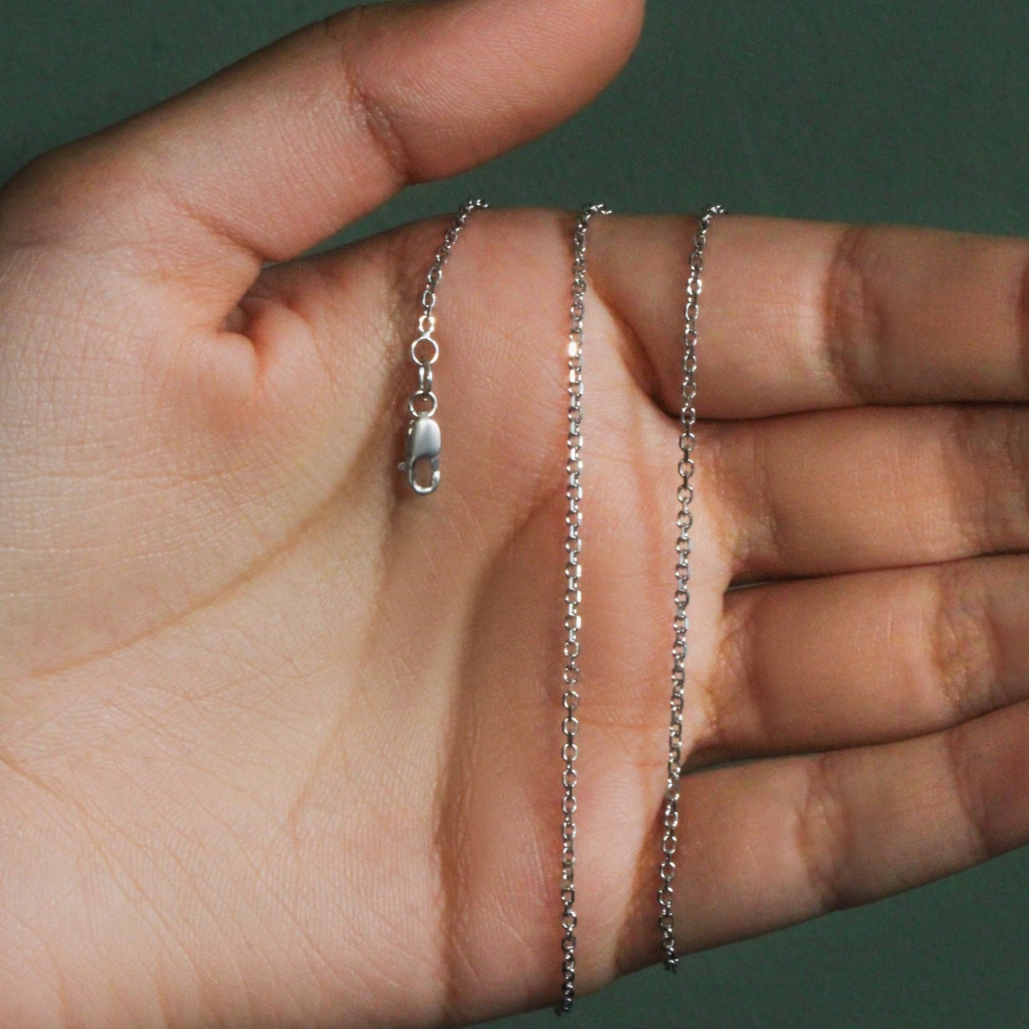 18K White Gold Diamond Cut Cable Link Chain Necklace (1.40 mm)