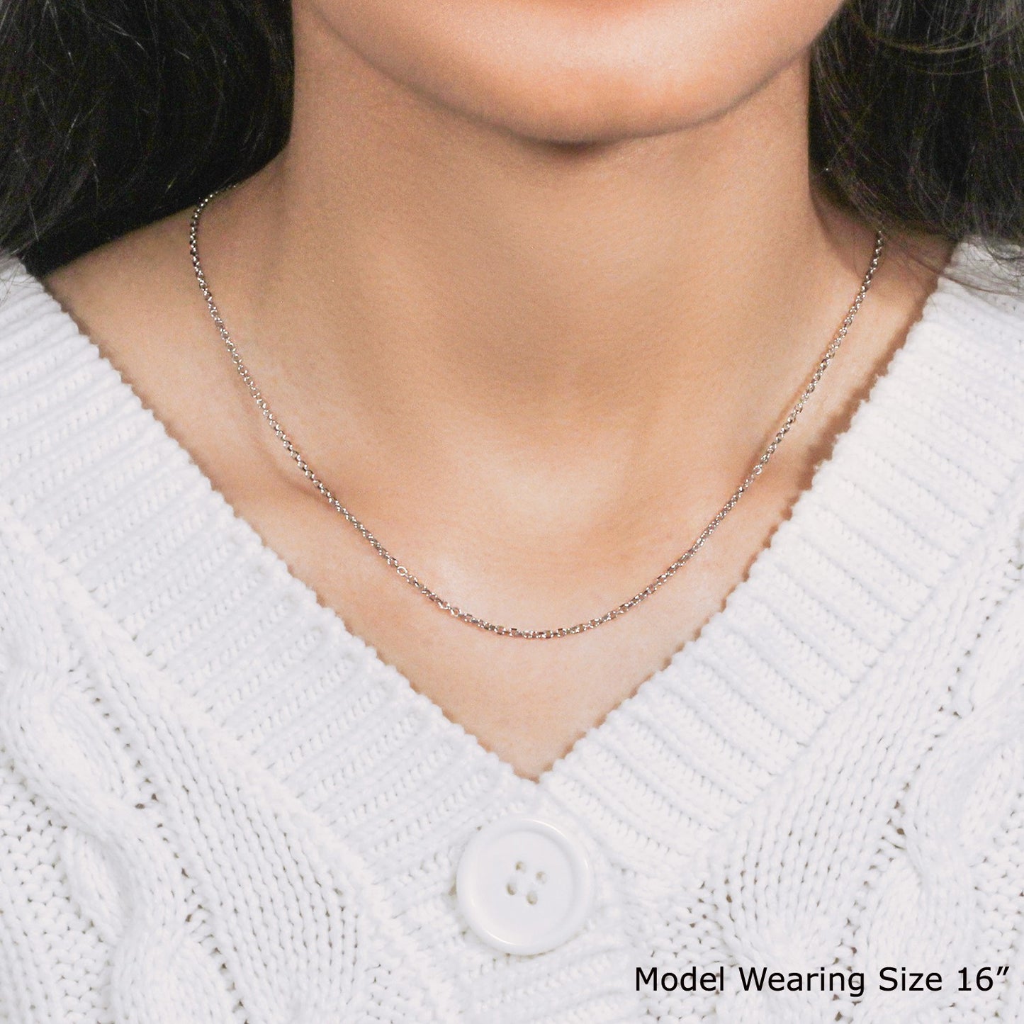 18K White Gold Diamond Cut Cable Link Chain Necklace (1.40 mm)