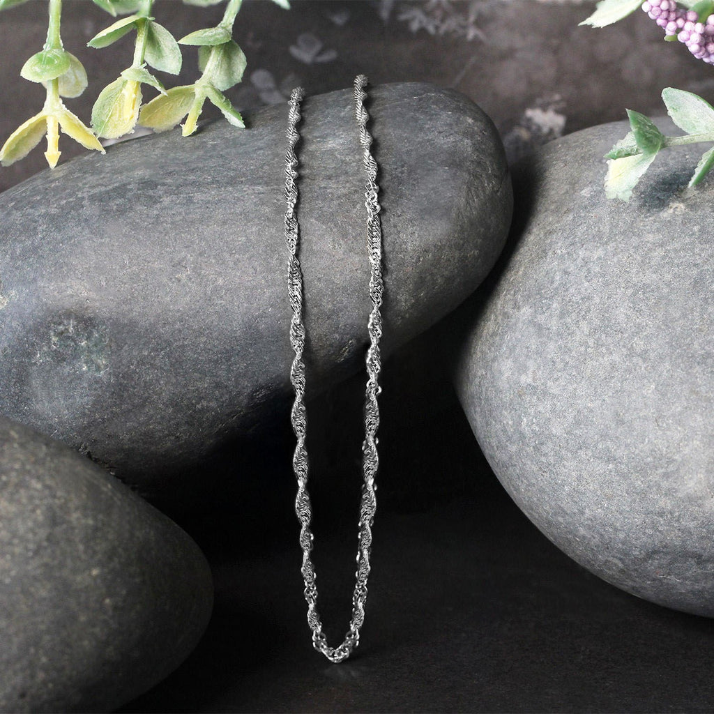 14K White Gold Singapore Chain 1.80mm | Solid Gold, Lobster Clasp