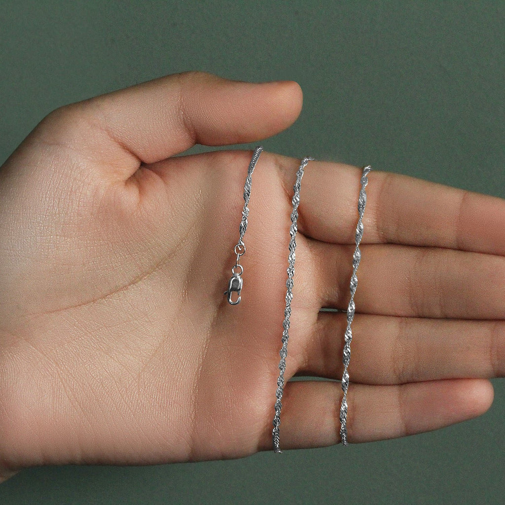 14K White Gold Singapore Chain 1.80mm | Solid Gold, Lobster Clasp