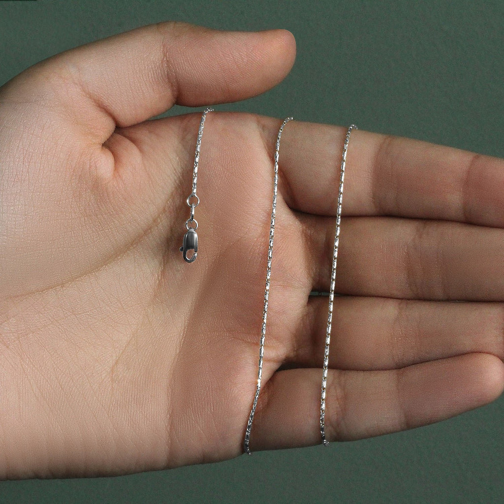 14K White Gold Lumina Pendant Chain 0.90mm | Solid Gold, Lobster Clasp
