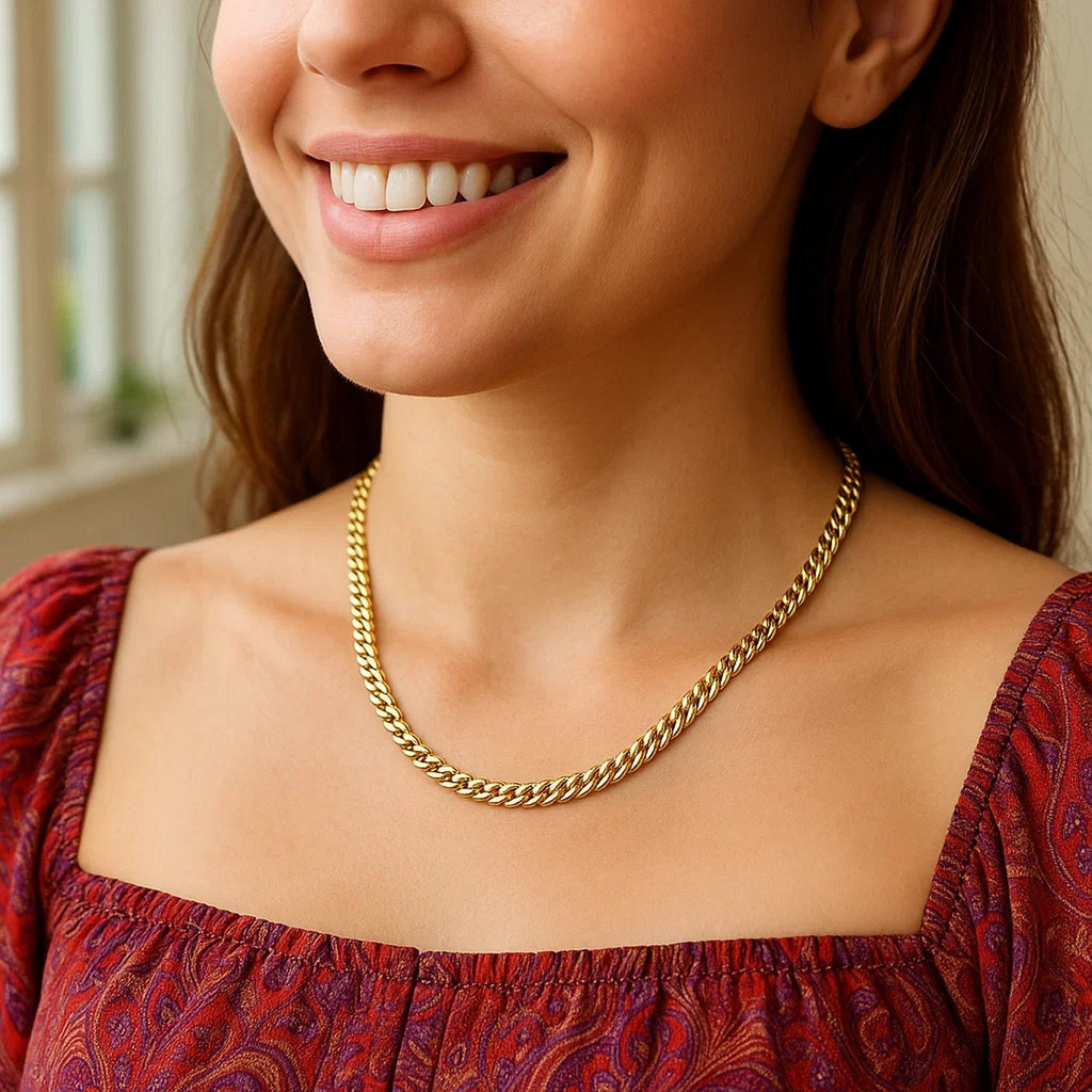 14K Yellow Gold Semi Solid Miami Cuban Chain Necklace (5.00mm) – True Pure Gold