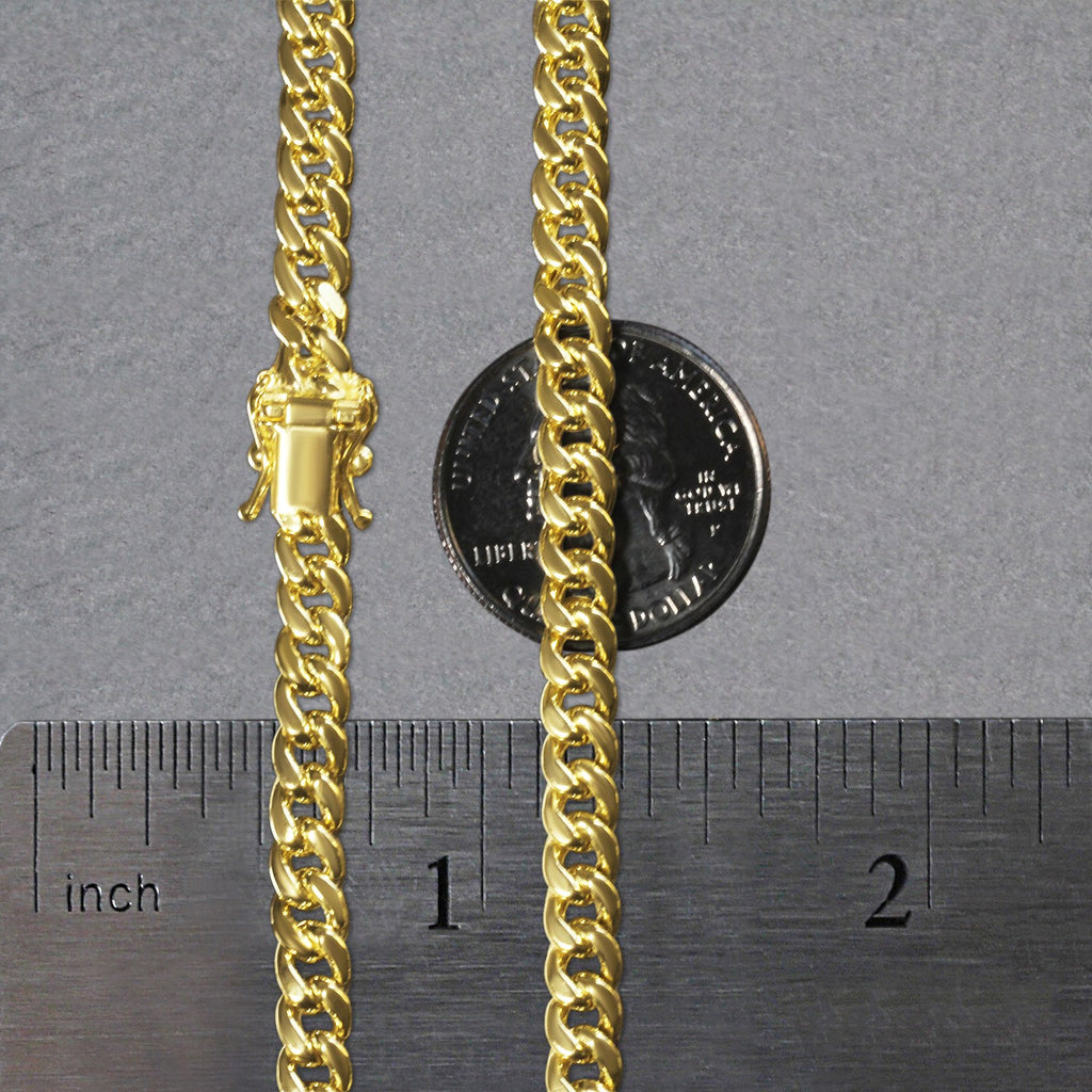 14K Yellow Gold Semi Solid Miami Cuban Chain Necklace (5.00mm) – True Pure Gold