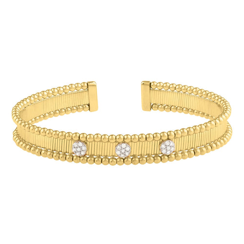 14K Two-Tone Diamond Pallina Cuff Bangle, 9 mm
