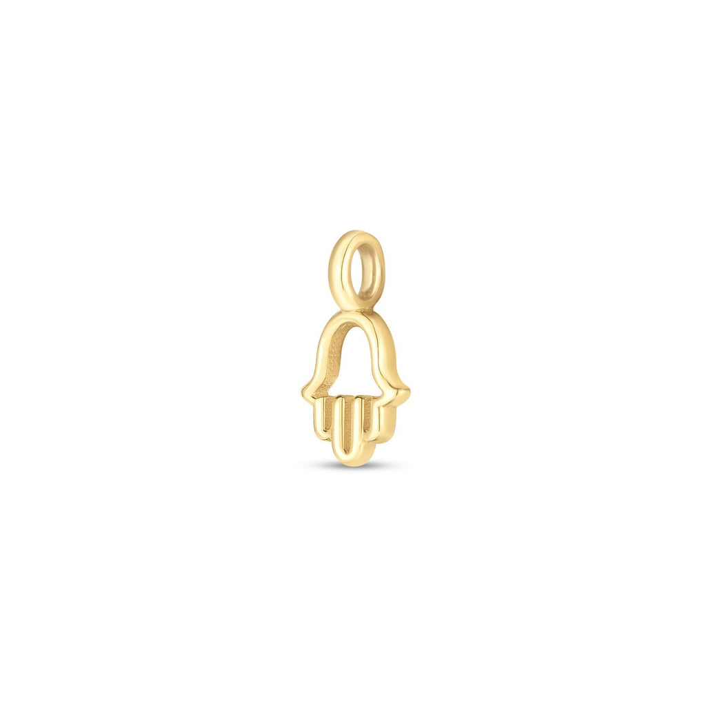 14K Yellow Gold Unisex Mini Hamsa Charm Pendant – 14K Gold