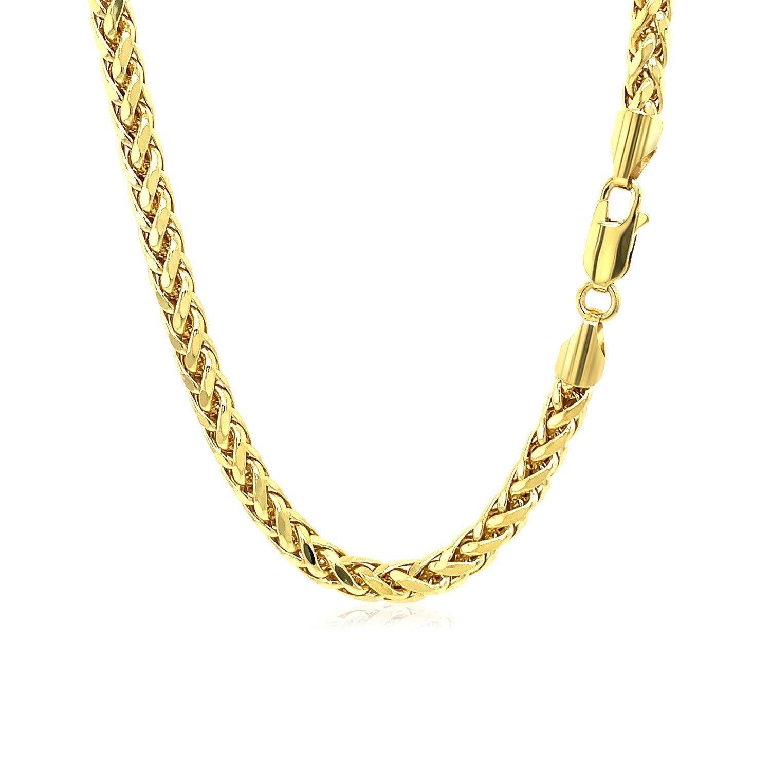 14K Yellow Gold Diamond Cut Round Franco Chain Necklace (4.10mm)