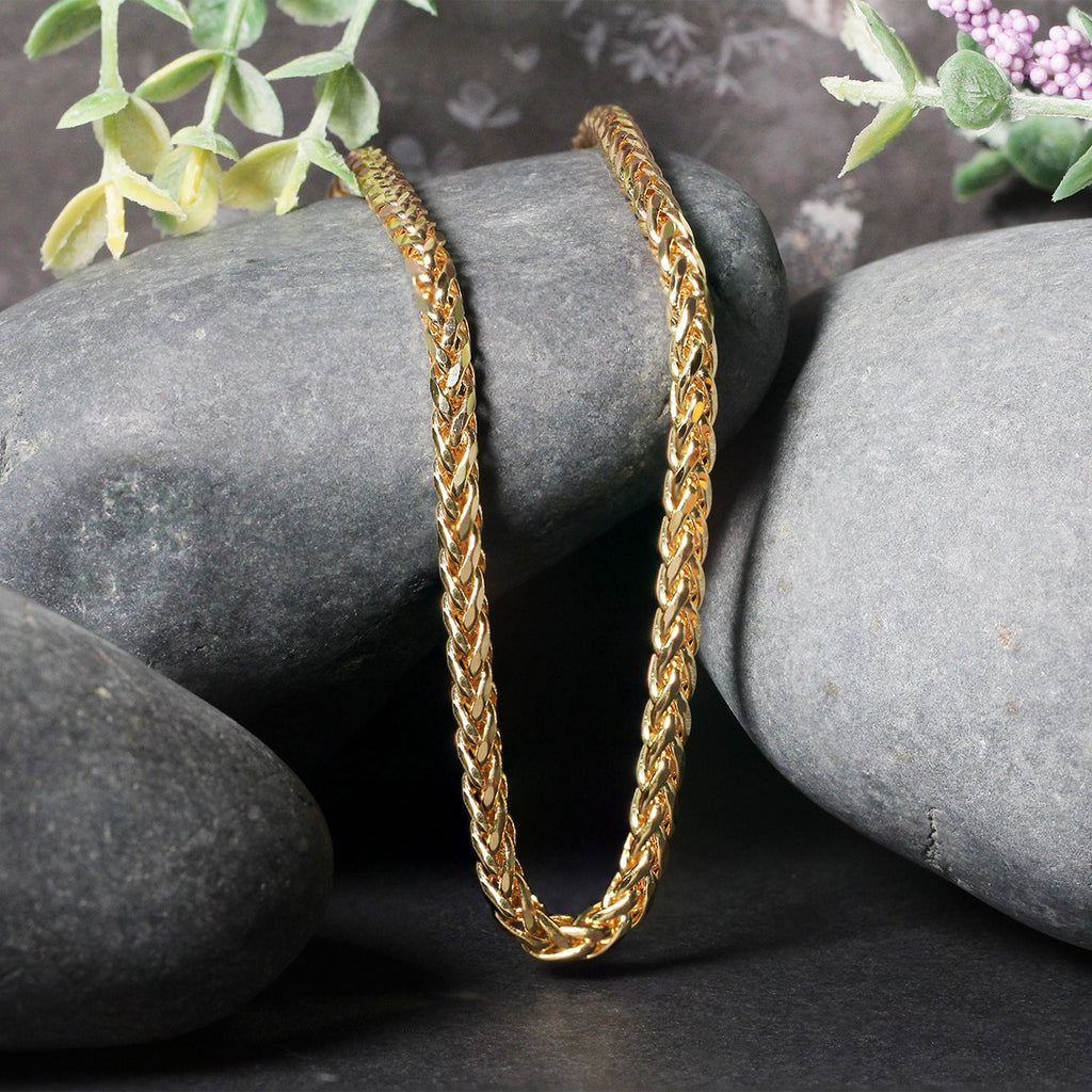14K Yellow Gold Diamond Cut Round Franco Chain Necklace (4.10mm)