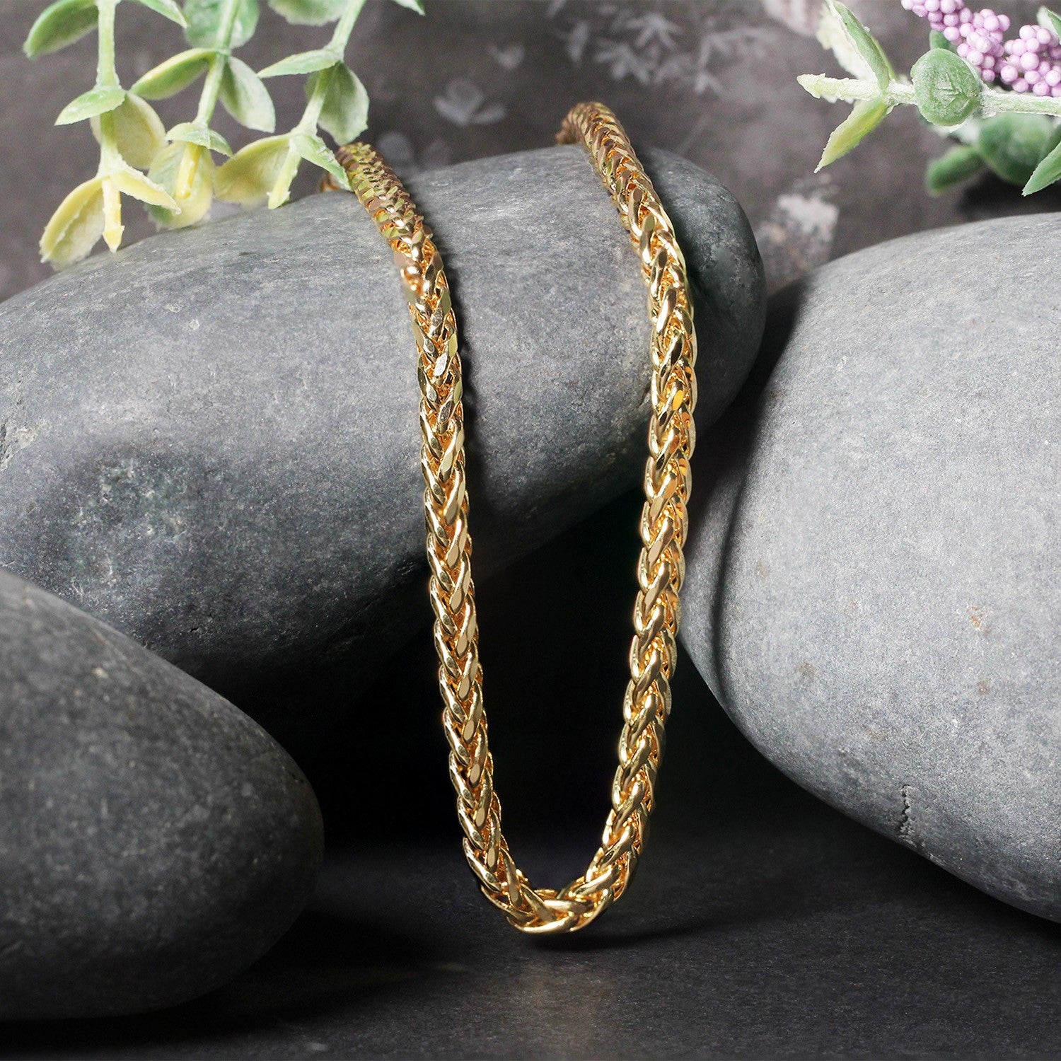 14K Yellow Gold Diamond Cut Round Franco Chain Necklace (4.10mm)