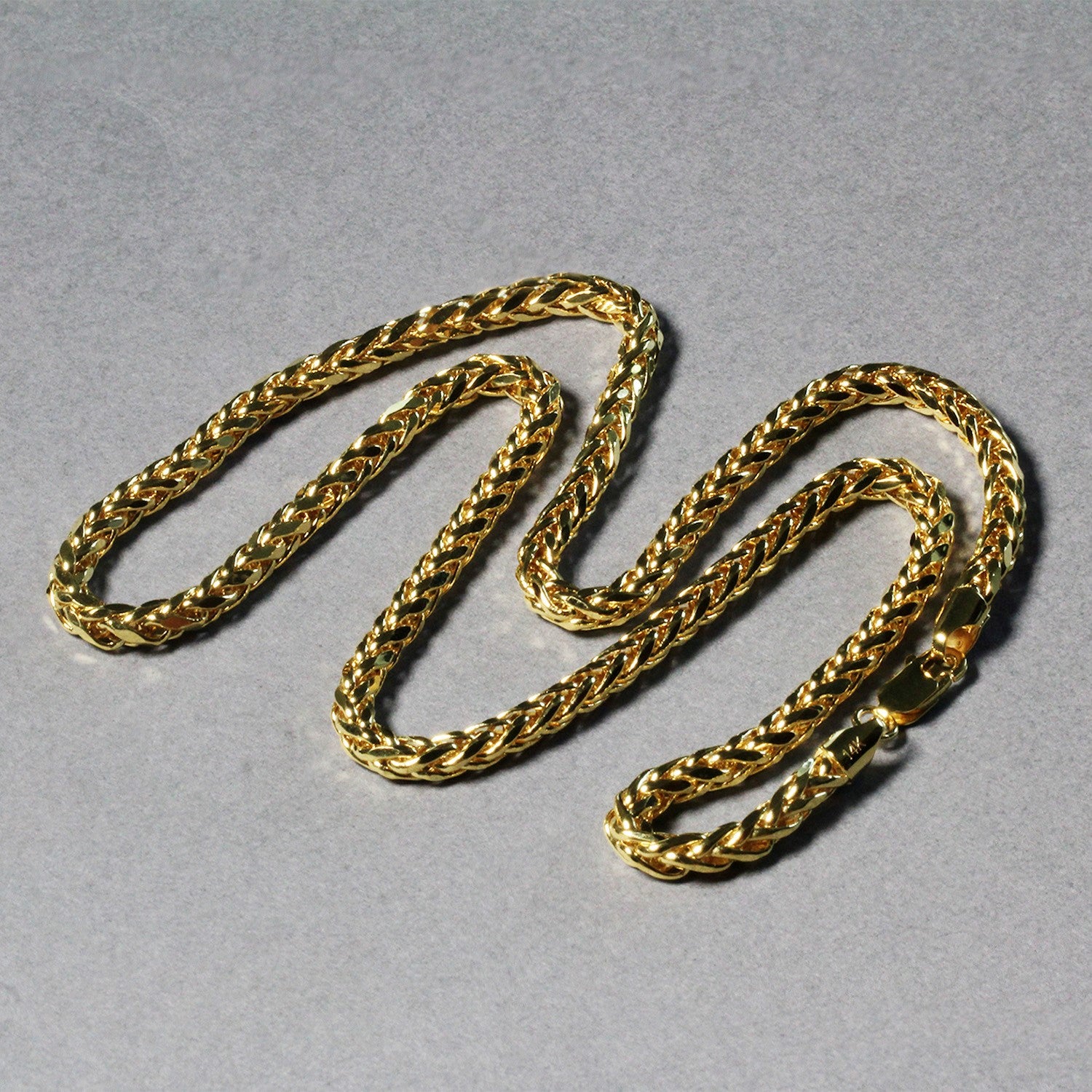 14K Yellow Gold Diamond Cut Round Franco Chain Necklace (4.10mm)