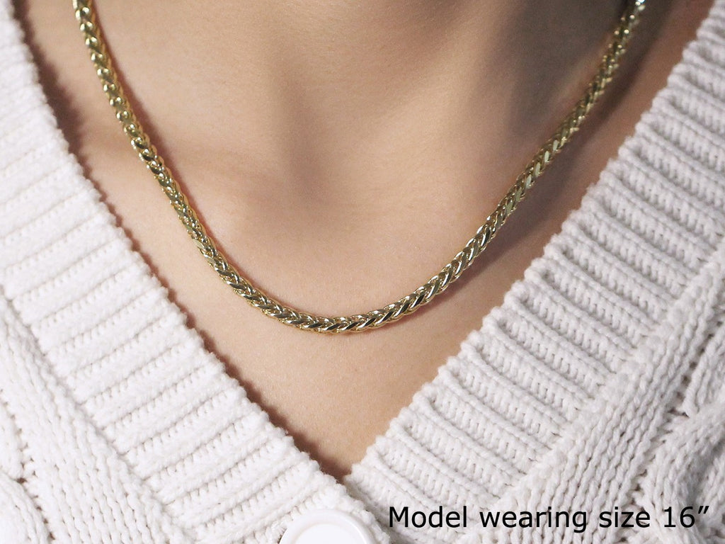 14K Yellow Gold Diamond Cut Round Franco Chain Necklace (4.10mm)