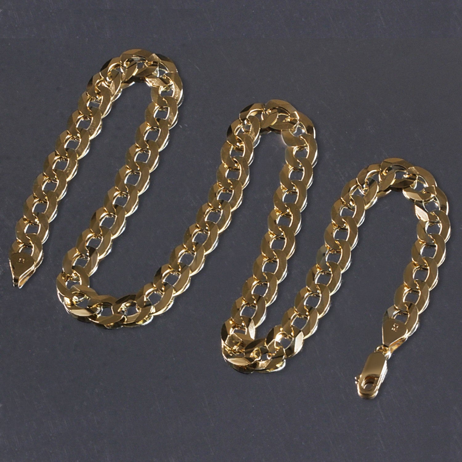 14K Yellow Gold Solid Curb Chain (11.23 mm)