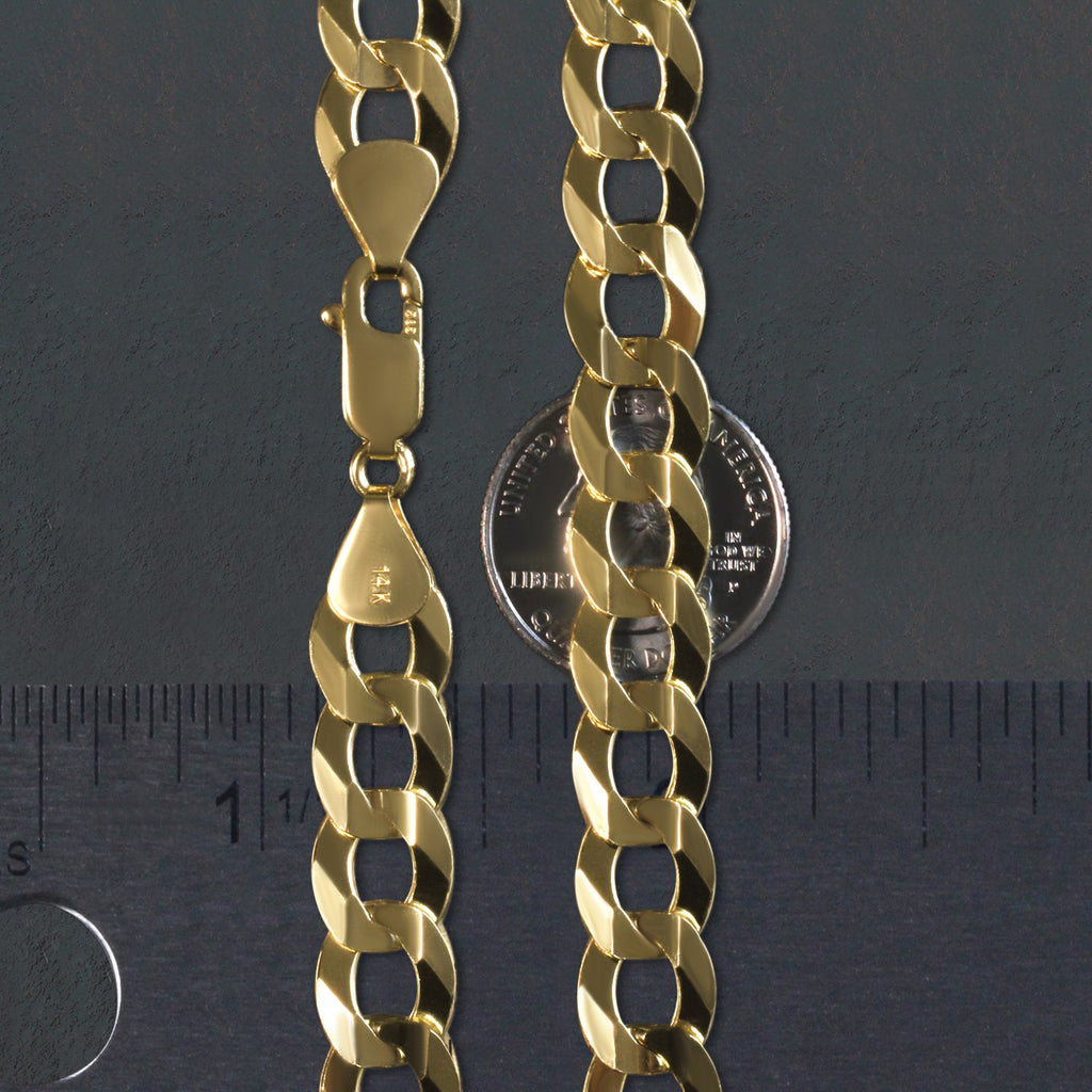14K Yellow Gold Solid Curb Chain (11.23 mm)