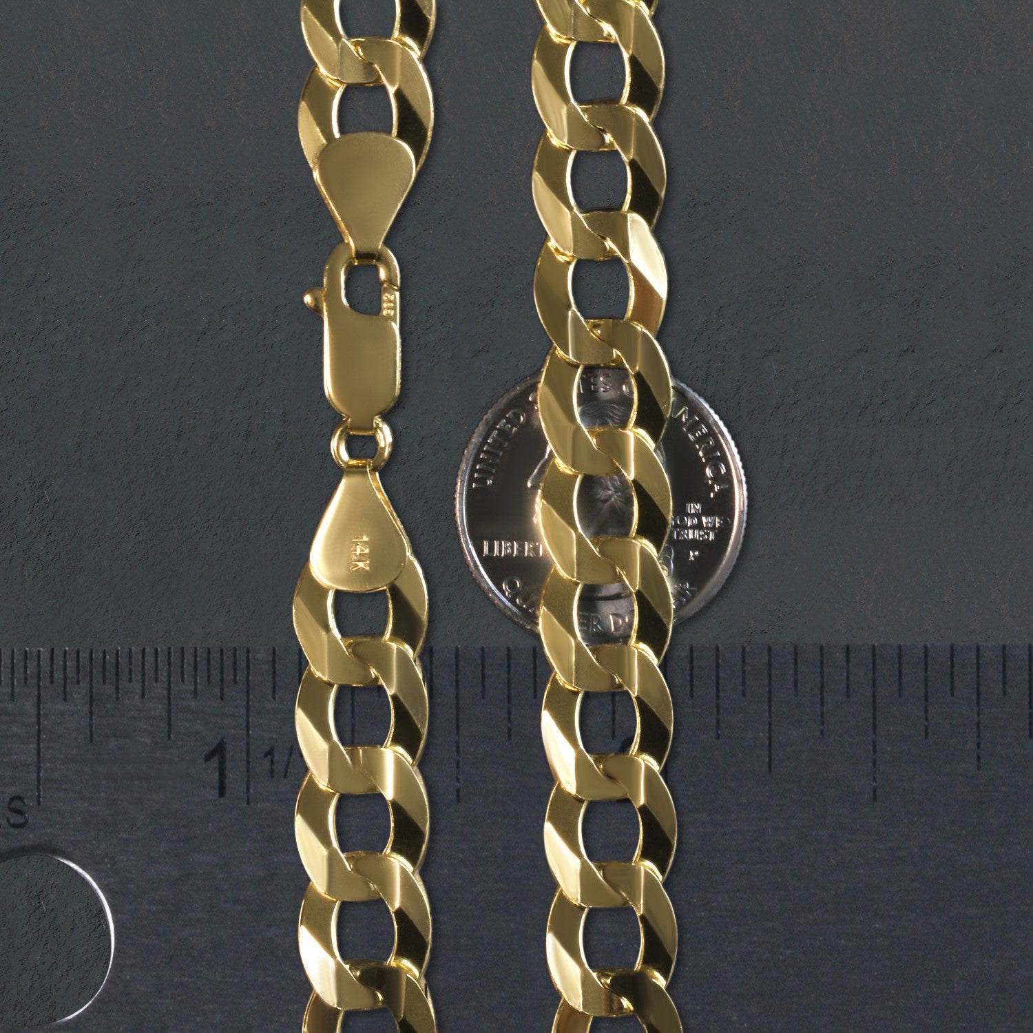 14K Yellow Gold Solid Curb Chain (11.23 mm)