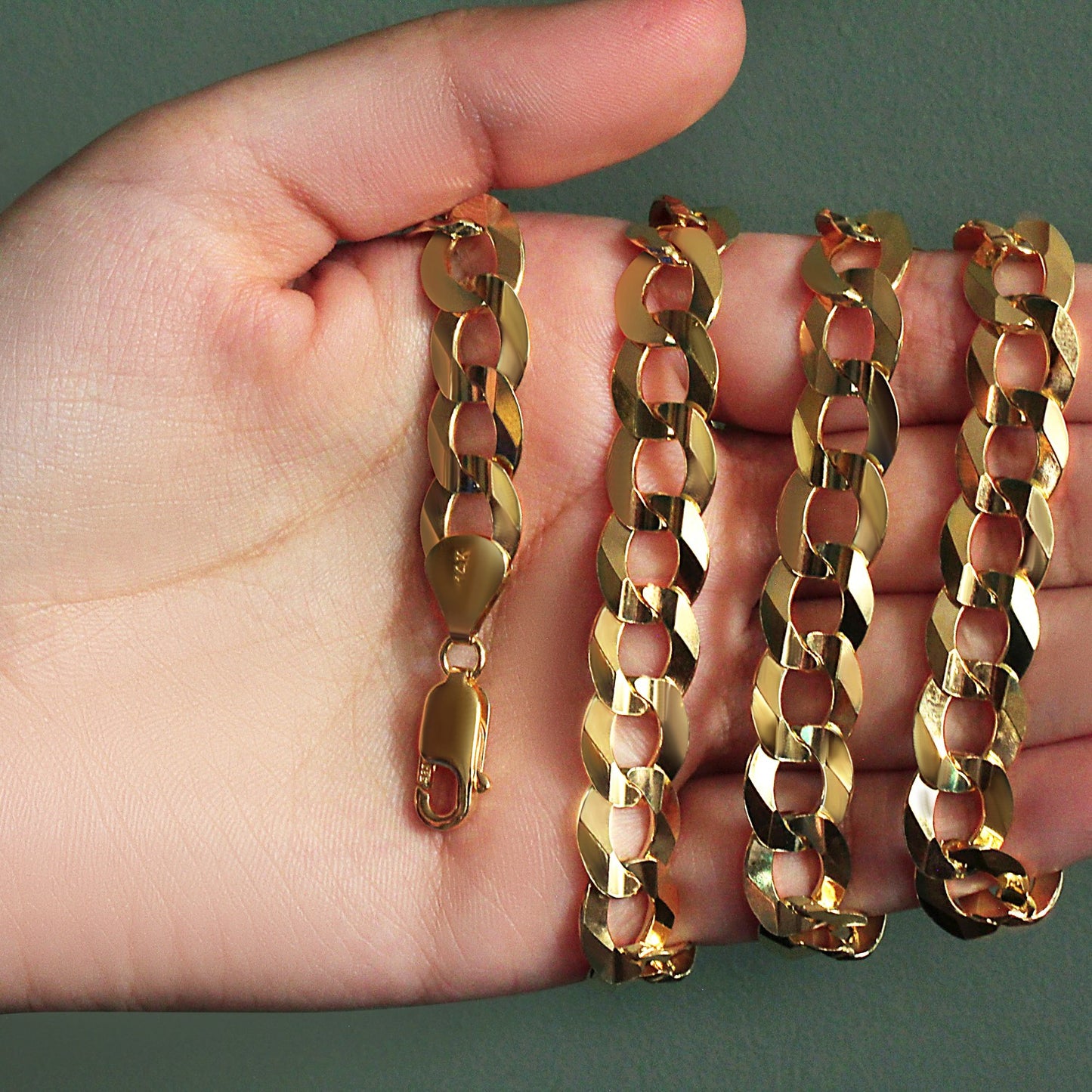 14K Yellow Gold Solid Curb Chain (11.23 mm)