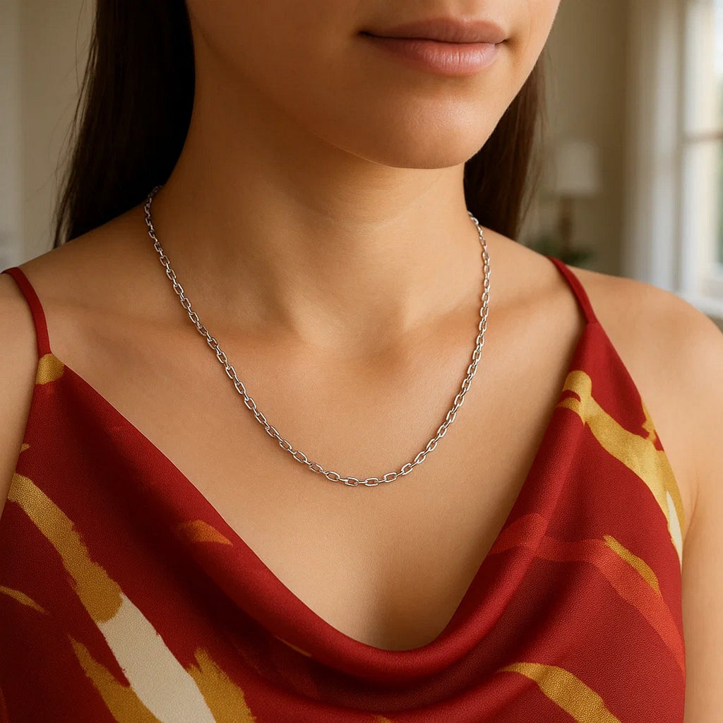 14K White Gold French Cable Chain Necklace (2.50mm) – True Pure Gold