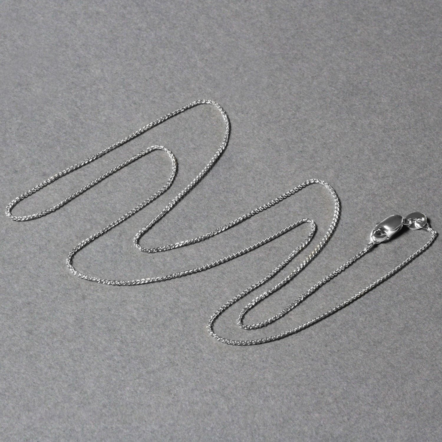 14K White Gold Round Wheat Chain – 0.80mm, Solid Gold