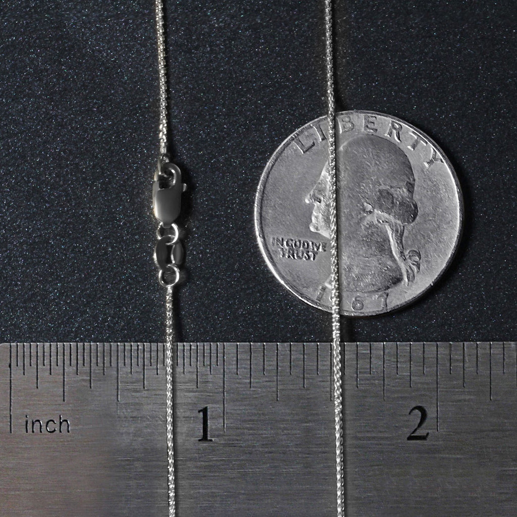14K White Gold Round Wheat Chain – 0.80mm, Solid Gold