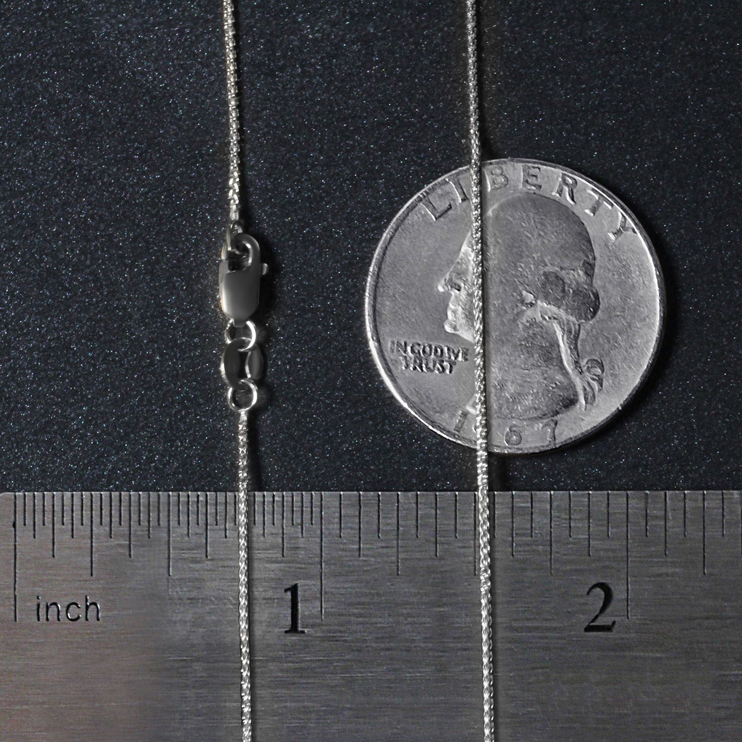 14K White Gold Round Wheat Chain – 0.80mm, Solid Gold