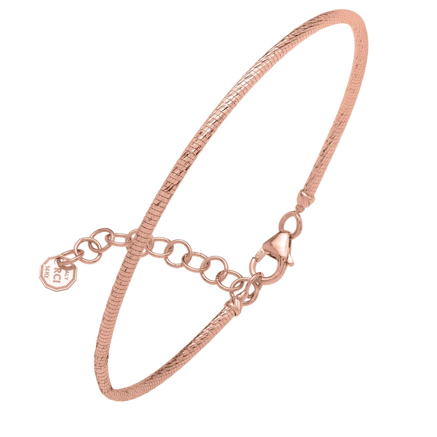 14K Rose Gold Diamond-Cut Stack Bangle (1.80 mm)