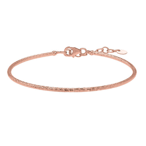 14K Rose Gold Diamond-Cut Stack Bangle (1.80 mm)