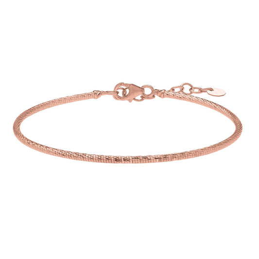 14K Rose Gold Diamond-Cut Stack Bangle (1.80 mm)