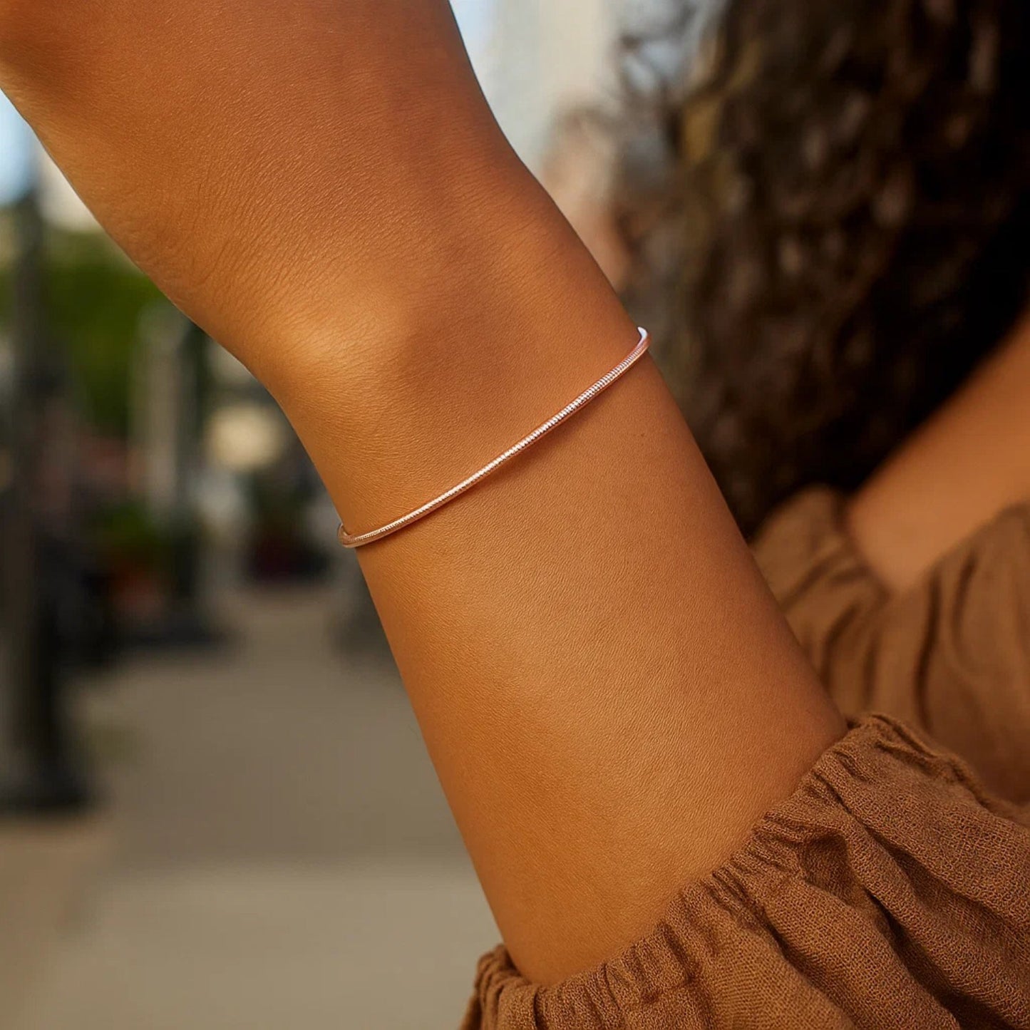 14K Rose Gold Diamond-Cut Stack Bangle (1.80 mm)