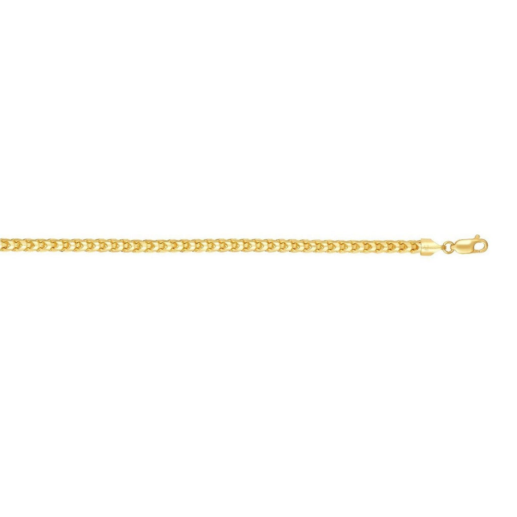 14K Yellow Gold Solid Diamond Cut Round Franco Chain Necklace (5.00mm)