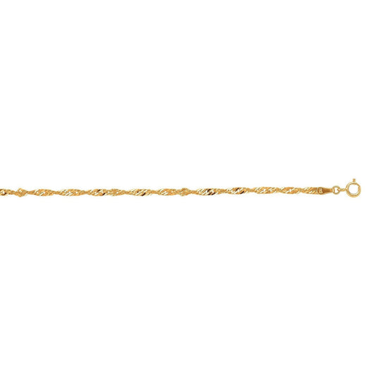 10k Yellow Gold Singapore Anklet 2.2mm
