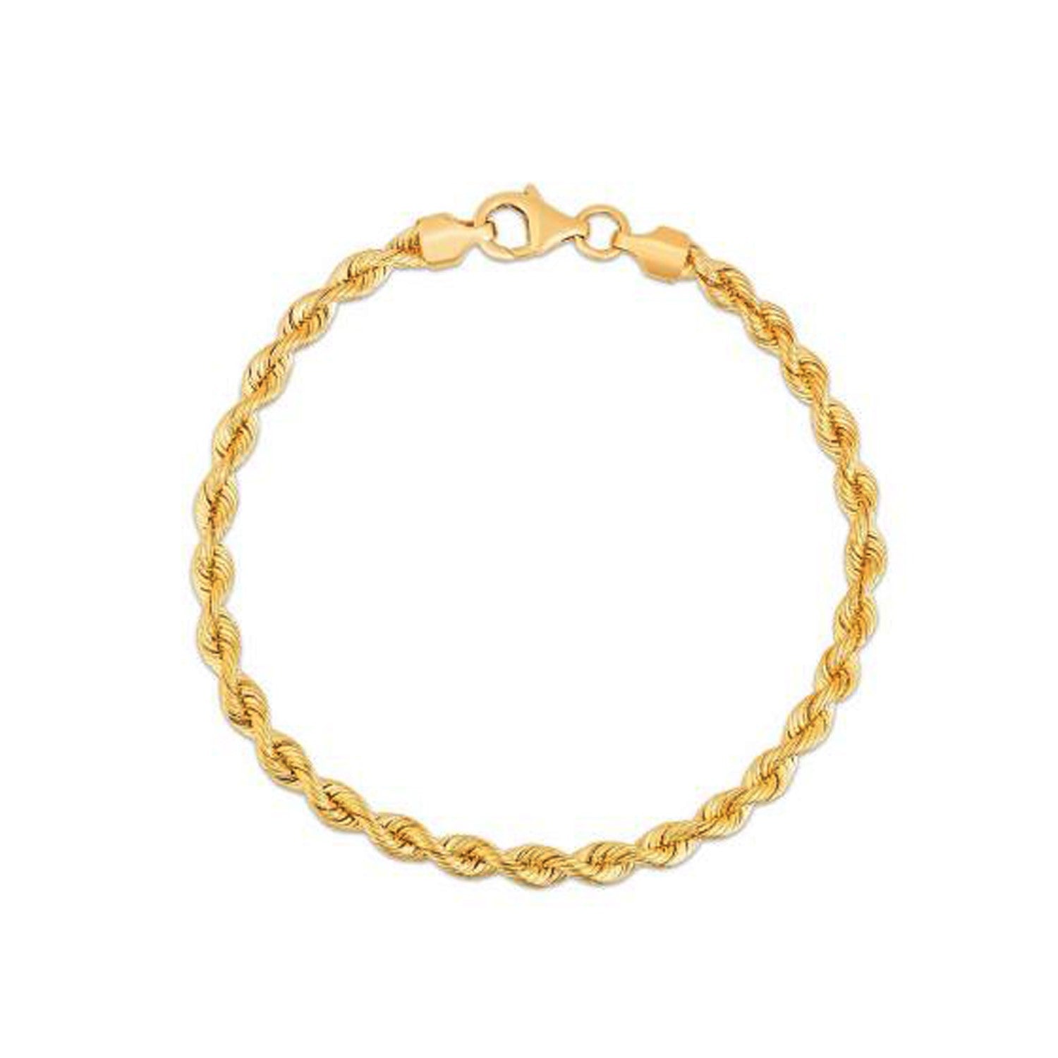14K Yellow Gold Silk Rope Chain Bracelet (3.70mm)