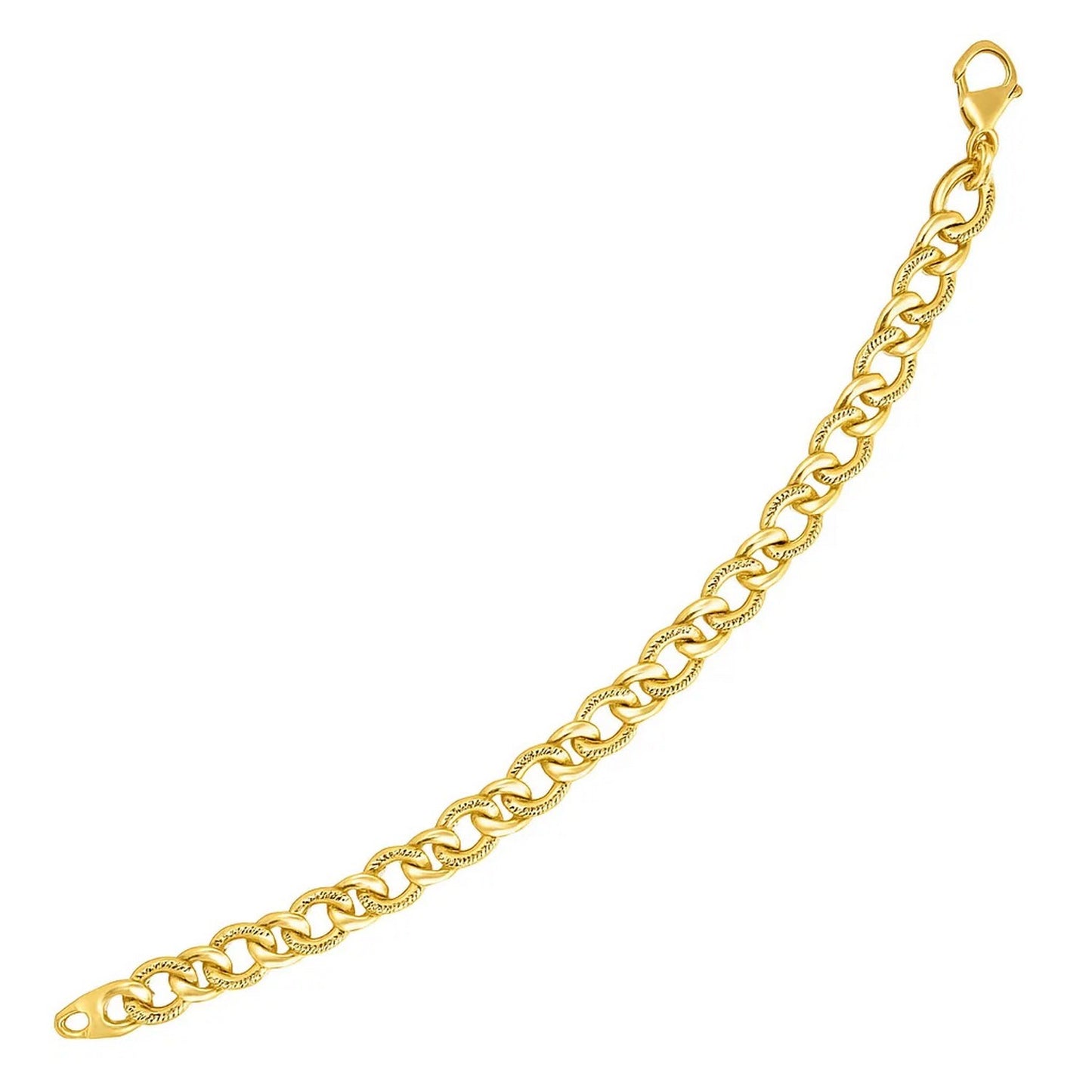 14K Yellow Gold Diamond-Cut Curb Chain Bracelet (8.80 mm)