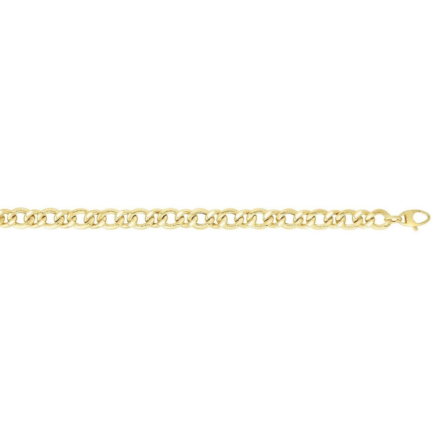 14K Yellow Gold Diamond-Cut Curb Chain Bracelet (8.80 mm)